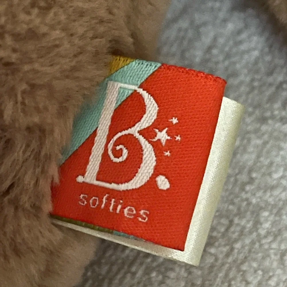 B Softies Teddy Bear Plush Brown Blue Turquoise Paws Stuffed Animal Toy